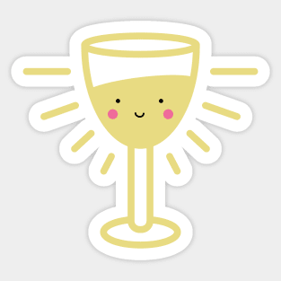 Kawaii White Wine Glass Sticker